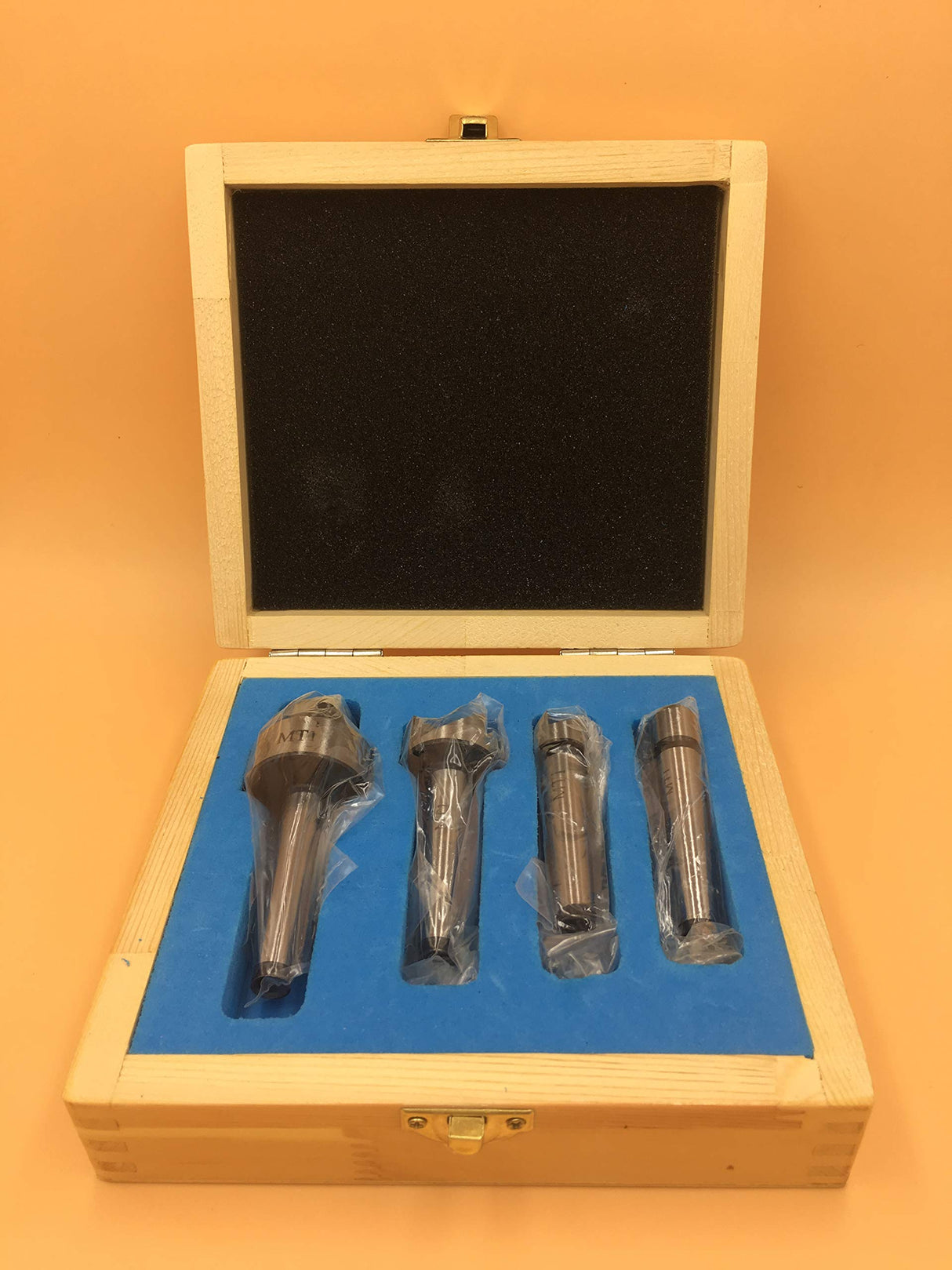 MT1 Wood Lathe Live Center Drive Spur Cup 4pcs Set with 2Pcs Extra Replacement Tips with Good Quality Wooden Box Almhs