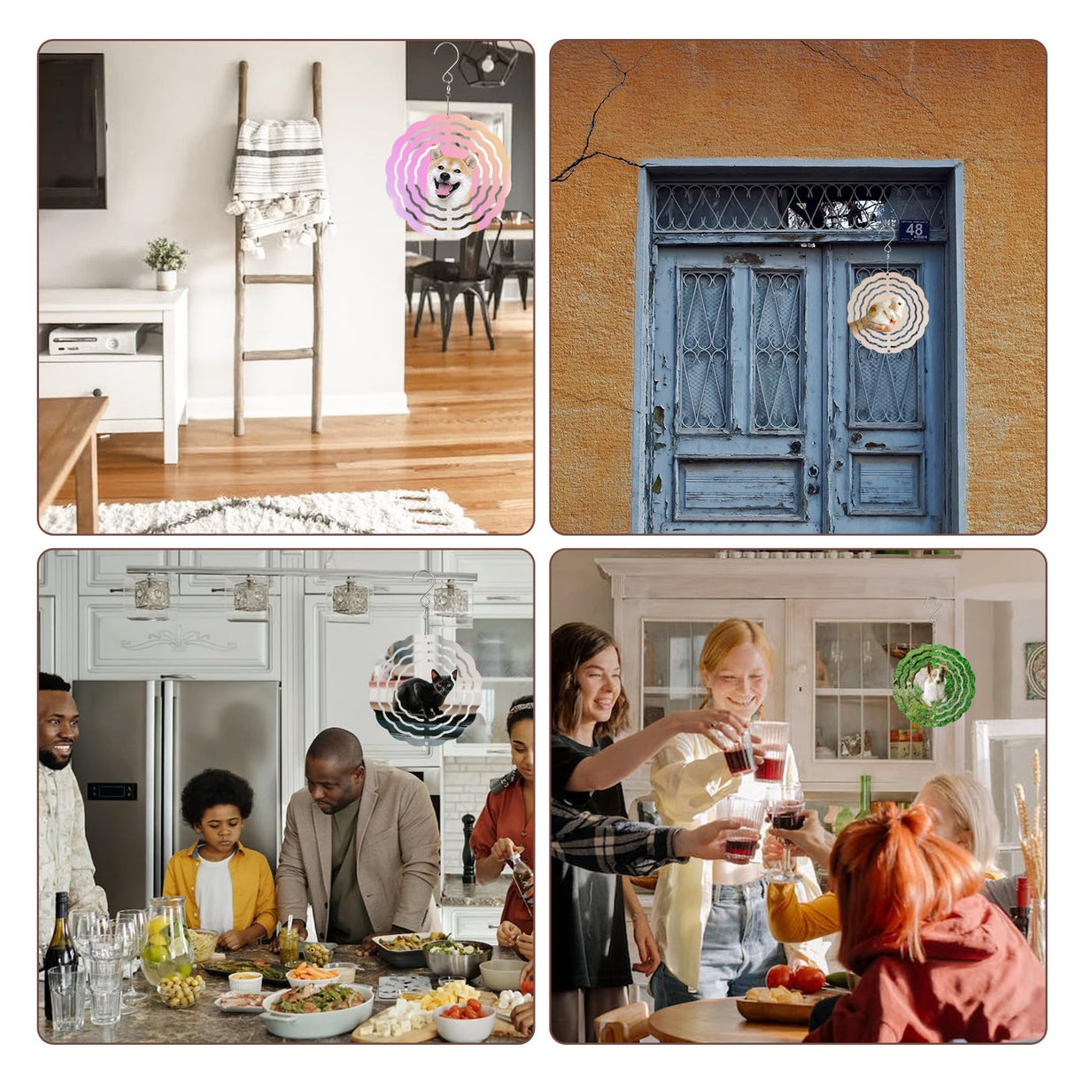 5pcs 4 Inch Sublimation Wind Spinner, Sublimation Blanks Spinners 3D Wind Spinners Aluminum Wind Spinners Hanging for Indoor Outdoor Garden Lawn Yard Decoration BOXOB