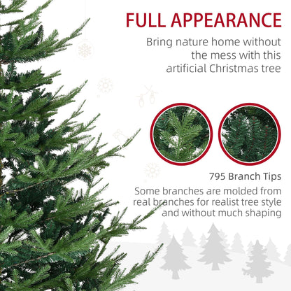 HOMCOM 6 Foot Artificial Christmas Tree, Pine Hinged Xmas Tree with 795 Realistic Branches, Steel Base, Auto Open, Green