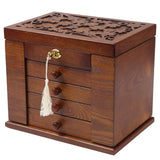 Changsuo Wooden Jewelry Box for Women, Organizer Box of Solild Wood with Combo Lock for Jewelries, Watches, Necklace, Ring, Storage Box (Dark Brown) Changsuo