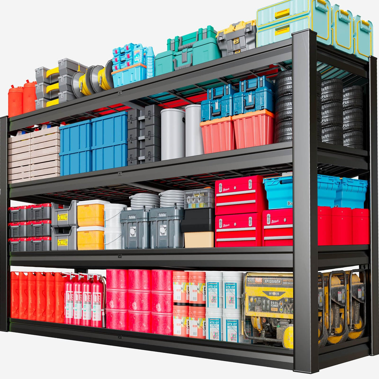 SKZNSA 68" Wide Heavy Duty Garage Shelving Units, 4-Tier Deep Storage Shelves,Black Metal Garage Shelves,Steel Shelf,Large Storage Rack,Industrial Shelving for Shop, 68" W x 24" D x 68" H SKZNSA