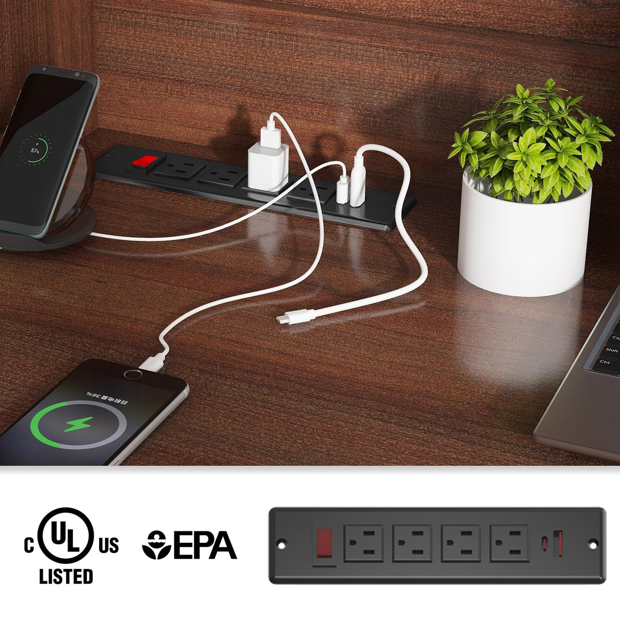 Farmhouse 47" Executive Desk, Computer Desk with Storage Cabinet and Drawers, Workstation Computer Desk with Hutch for Home Office Vabches