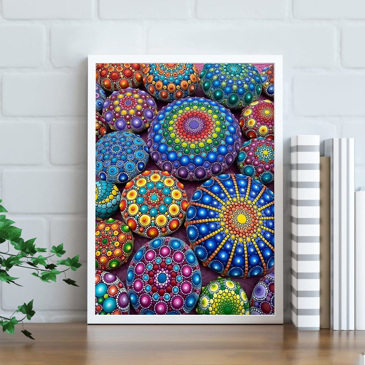 Colourful Artistry DIY 5D Diamond Painting by Number Kits -Mandala Stones Diamond Crystal Gem Art Painting with Full Drill Round Diamond - Perfect for Home Wall Decor Birthday Gifts for Women ROOHOME