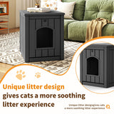 KFY Cat Litter Box Enclosure Multi-Functional Hidden Litter Box Furniture with Raised Floor Easy to Clean Easy Assembly for Living Room Bedroom, Black KFY