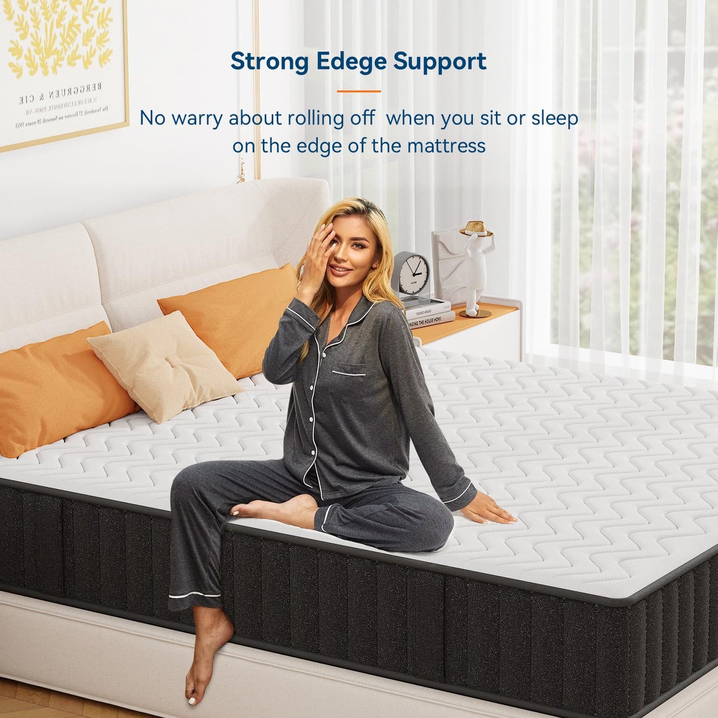 10 Inch Mattress Cal King, Memory Foam Mattress in a Box, Cooling Charcoal Medium Firm Mattresses for Back Pain Relief, CertiPUR-US, Fiberglass Free & Support Comfort