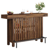 Tribesigns Large 2-Tier Bar Table, 63-Inch Mini Pub Table with Footrest, Rectangular Modern Coffee Bar Cabinet Counter Height Table for Home Kitchen, Bistro, Dining Room, Living Room, Rustic Brown Tribesigns