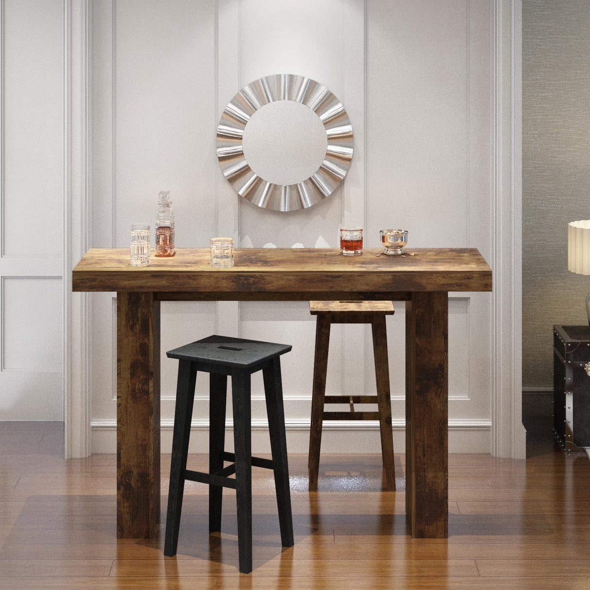 Tilayasig 63" Long Bar Table, Industrial Counter Height Pub Table, Narrow Kitchen Dining Table for Small Spaces, Breakfast Bar, Home Bar, Rustic Brown (Only Table) Tilayasig