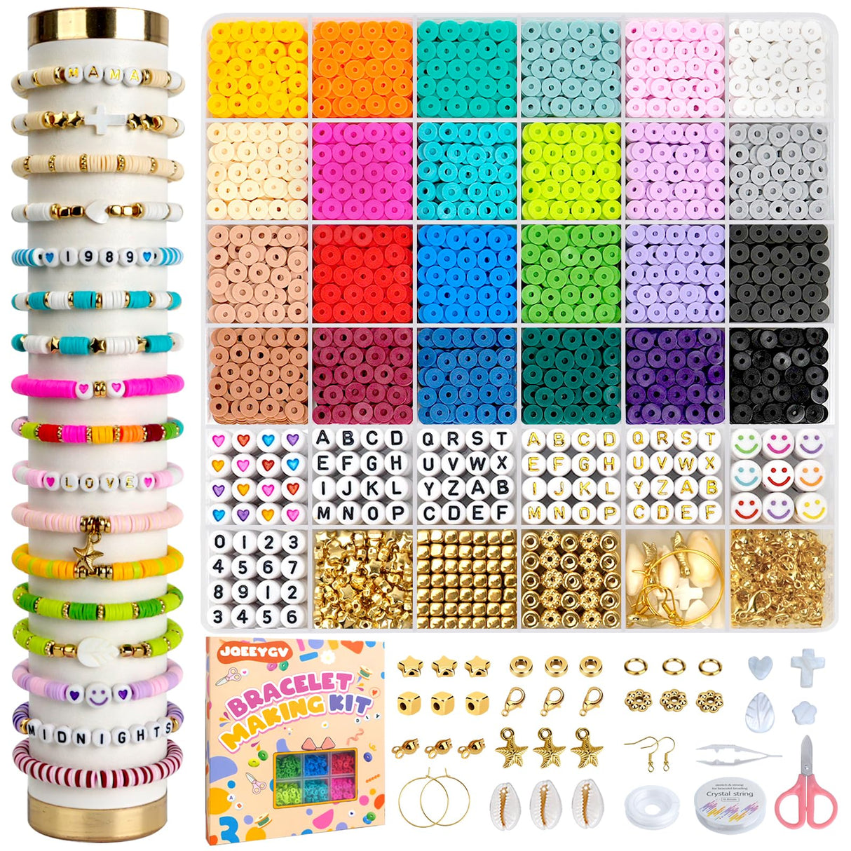 JQEEYGV 5500pcs Clay Beads Bracelet Making Kit 24 Colors Friendship Bracelet kit with Letter Beads DIY Arts and Crafts for Jewelry Set Beginners Gifts for Girls Ages 6-12 JQEEYGV