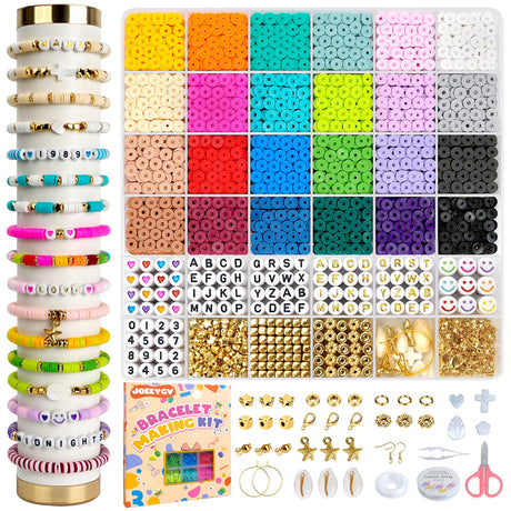 JQEEYGV 5500pcs Clay Beads Bracelet Making Kit 24 Colors Friendship Bracelet kit with Letter Beads DIY Arts and Crafts for Jewelry Set Beginners Gifts for Girls Ages 6-12 JQEEYGV