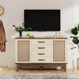 Tribesigns 4 Drawer Dresser, 47.2-Inch Farmhouse Chest of Drawer with 4-Tier Storage Shelves, Wood Dresser Organizer Cabinet for Bedroom Living Room Tribesigns