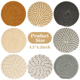 Woven Cotton Drink Coasters - MAQIHAN 8 PCS Woven Coasters for Drinks Hand Round Boho Coasters Fabric Coasters Drink Coasters Absorbent Coffee Coasters for Home Decor Farmhouse Drink Desk Coaster MAQIHAN