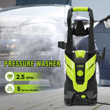 LWQ Electric Pressure Washer, 2.5 GPM Power Washer with 4 Quick Connect Nozzles, High Pressure Cleaning Machine with Foam Cannon for Cars/Fences/Driveways/Patios/Home Cleaning LWQ