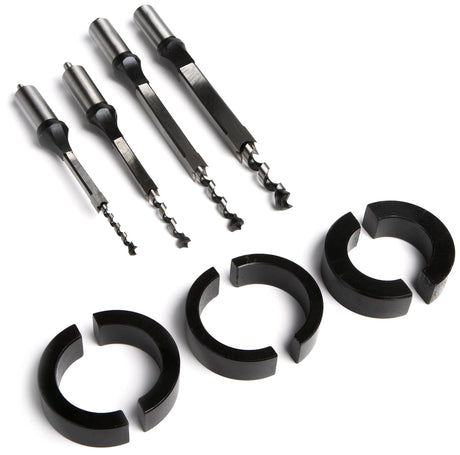 DELTA 17-924 Mortising Attachment with 1/4 Inch, 5/16 Inch, 3/8 Inch, and 1/2 Inch Chisel and Bit Sets Delta