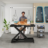 Electric Pet Grooming Table for Large Dogs - Professional Heavy Duty Height Adjustable Pet Grooming Station with Anti Slip Tabletop, Two Nooses & Tool Organizer, Maximum Capacity Up to 250 lbs Black Hipet
