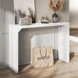 ROOMTEC Narrow Console Tables for Entryway, 46" Solid Wood Console Table Behind Couch, Farmhouse Entryway Table with Storage, Console Tables for Living Room, Hallway, Foyer (White, Console Table) ROOMTEC