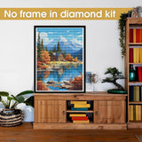 Bimkole 5D Diamond Art Kits for Adults Autumn Scenery, Diamond Painting Rivers Trees, Full Drill DIY Rhinestone Embroidery Diamond Art Kits Cross Stitch Home Wall Craft Decor 12x16 Inch Bimkole