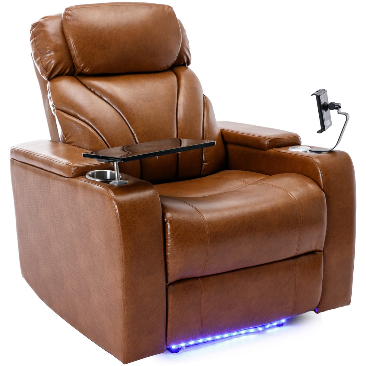 Power Motion Recliner Electric Power Recliner Chair with USB Charging Port, Hidden Arm Storage and Convenient Cup Holder, Ambient Lighting Gaming Recliner Chair Home Theater Seating (Light Brown) BEDGJH