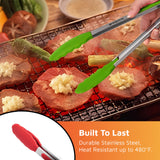 Popco Silicone Tongs for Cooking - Kitchen Tongs Set of 3 (7, 9, 12 inches) - Stainless Steel BBQ Tongs with Silicone Tips for Cooking, Grilling, Serving - Non-Stick, Heat-Resistant, Dishwasher Safe POPCO