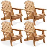 Casafield Oversized Folding Adirondack Chair, Set of 4 Cedar Wood Outdoor Fire Pit Lounge Chairs for Patio, Deck, Yard, Lawn and Garden Seating, Partially Pre-Assembled - Natural Casafield