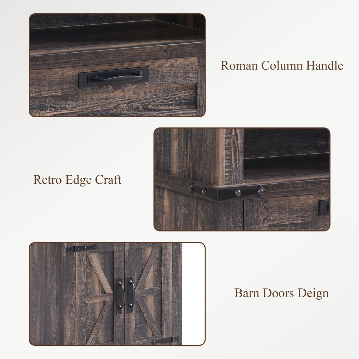 RedLemon 72" Tall Dark Rustic Oak Bookshelf with Storage Cabinet and Adjustable Shelves RedLemon