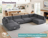 Jocisland Modular Sectional Sofa, 44" Deep Seat Modular Sofa, Oversized 6-Seater Sectional Couch for Plus-Size & Big Families, Grey Corduroy Living Room Couch, Easy Assembly Jocisland
