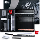 Kird Barken 33 Piece Sketching Pencil Set - 5H to 14B Pencils, Charcoal Pencils, Charcoal Sticks,Graphite Sticks,Painting tools – drawing pencil set for Beginners, Artists, Students, Kids Kird Barken