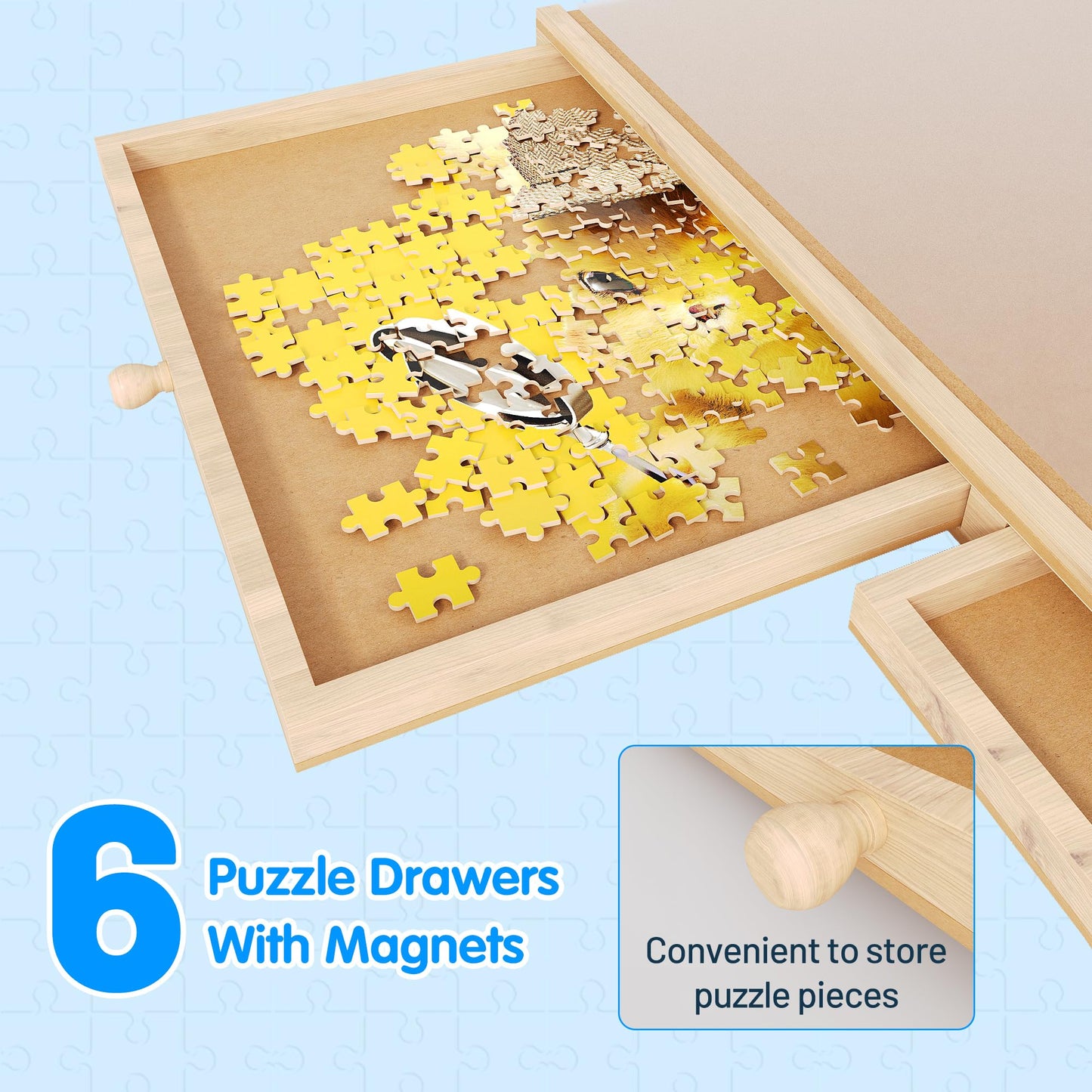 MONOMI 2000 Pieces 360°Rotating Puzzle Board with 6 Drawers and Cover,26"x35" Lightweight Portable Wooden Jigsaw Puzzle Table for Adults Kids - WoodArtSupply