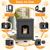 KFY Cat Litter Box Enclosure Multi-Functional Hidden Litter Box Furniture with Raised Floor Easy to Clean Easy Assembly for Living Room Bedroom, Black KFY