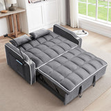 Convertible Sofa Bed,3-in-1 Velvet Sleeper Couch Pull-Out Bed,55'' Loveseat Sleeper Sofa Bed with Adjustable Backrest with 2 Pillows and Storage Bag & USB Port and Swivel Phone Stand,Dark Gray WIIS' IDEA