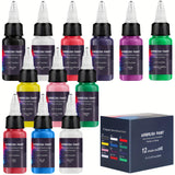 Airbrush Paint 12 Colors, Ready to Spray Airbrush Paint Set, Water-Based Acrylic Air Brush Paints for Metal, Plastic Models, Canvas, Wood, 0.67 Fl Oz/20ml EKOHERR