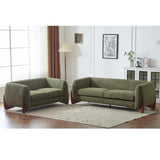 Christopher Knight Home Almad 2 Pieces Sofa Couch Set, Cozy 3-Seater Sofa and Loveseat for Living Room, Upholstered Couch Chair, Soft Seating Lounge Sofa with Wood Frame, Boucle Fabric, Olive Green Christopher Knight Home