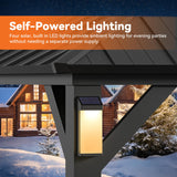 Modern Shade The Horizon Permanent Hardtop Gazebo 12' x 16' w/ 4 LED Lights, Outdoor Gazebo w/Galvanized Steel Double Roof, Patio Pavilion w/Decor Hooks, Mosquito Nettings, Black Modern Shade Outdoor Living Spaces