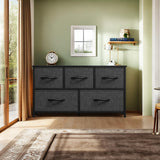 DWVO 5 Dresser for Bedroom, Fabric Dresser with 5 Drawers, Chest of Drawers for Closet, Black Dresser & Chest of Drawers DWVO
