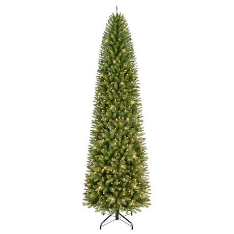 Puleo International 9 Foot Pre-Lit Fraser Fir Pencil Artificial Christmas Tree with 550 UL Clear Lights, Green Puleo International