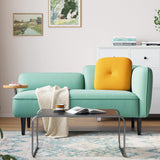 LINSY Small Loveseat Couch 2 Seat, Mid Century Modern Love seat Couches 57" Mini Couch with Srorage, Removable Table and Pillow, Couches for Small Spaces Living Room Bedroom Dorm (Teal Left) LINSY