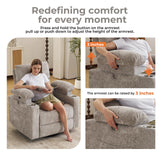 Oversized Power Recliner Chair Swivel Glider with Massage and Heat, Swivel Rocker Recliner with Adjustable Armrests, 26" Nursery Chair with Adjustable Headrest, Rocker Nursery Recliner, Light Grey Rhevoy