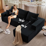 107" Modular Sectional Couches for Living Room, Comfy Boneless L Shaped Cloud Couch with Chaise Lounge, Modern Cozy Corduroy Deep Seat Floor Sofa, Memory Foam, No Assembly Required, Black Lakifun