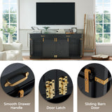 Extra Large Furniture Style Double Dog Crates, 72.5" Farmhouse Wooden Dog Kennel Furniture with Drawers, Divider, Water Resistant & Barn Door for 2 Dogs, Black EDYO LIVING