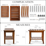 Teak shower bench with Storage Shelf, Shower Stool for Inside Shower, Waterproof Shower Bench Seat, Shower Chair for Inside Shower, Wood Bench, Bathroom Bench (Natural Color) Teak shower bench