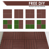 PrimeZone 162 PCS Plastic Interlocking Patio Deck Tiles - 12" x 12" Waterproof Indoor Outdoor Flooring, Patio Floor Decking for Balcony, Backyard, Garden & Poolside, All Weather Use, Dark Brown PrimeZone