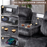 Zero Gravity Power Recliner Sofa Couch – Electric Reclining Sofa with Drop Down Table & Wireless Charging, 3 Seater Dual Reclining Couch with Adjustable Headrests for Living Room (Velvet, Grey) CALIVIA