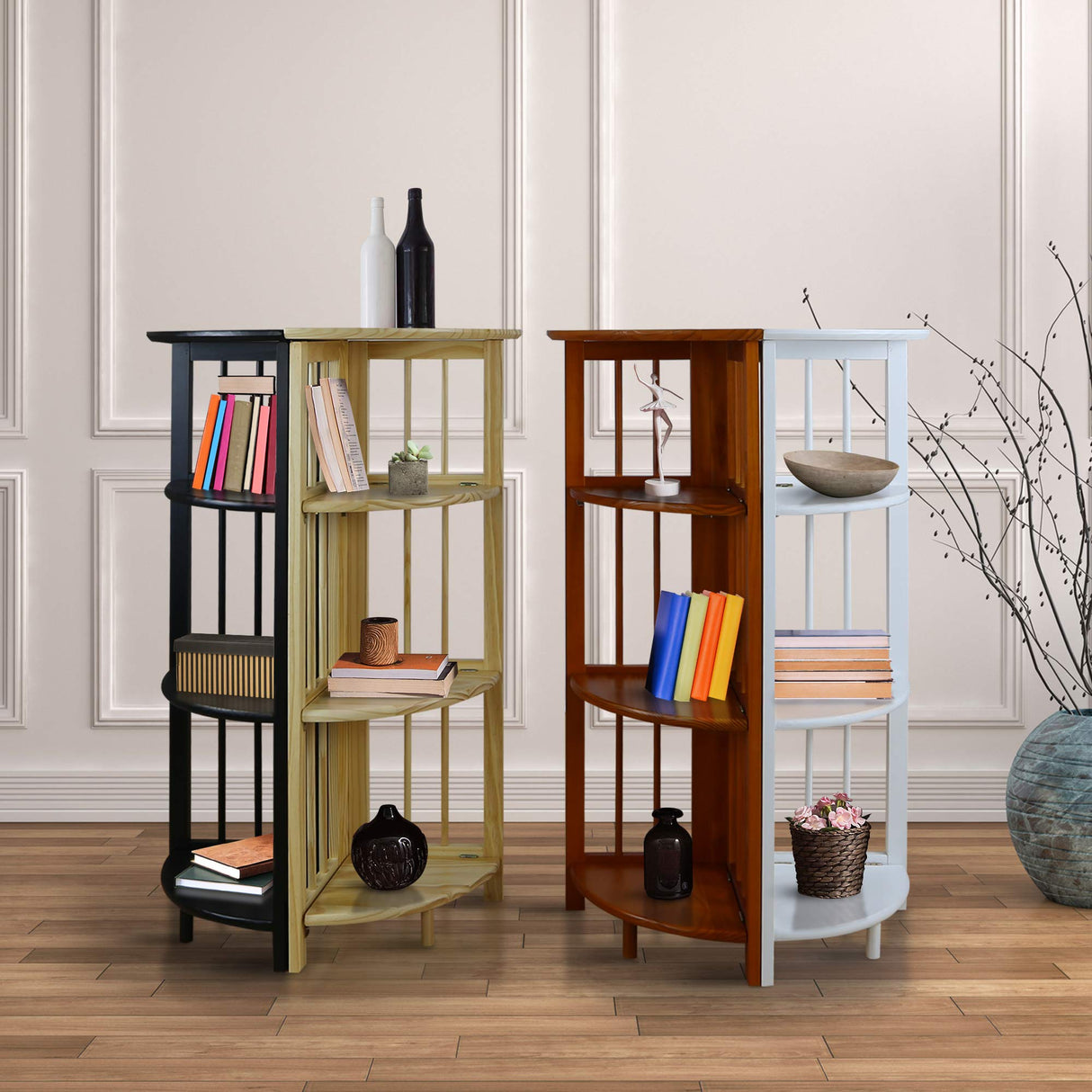 Casual Home 4-Shelf Corner Folding Bookcase, Natural Casual Home