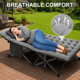 ABORON Oversized XXL Folding Camping Cot W/Mat for Adults, 78" L x 32" W x 18" H, Heavy Duty Outdoor Bed with Carry Bag,1200 D Layer Oxford Travel Camp Cots ABORON