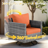 weaxty W 6 Piece Wicker Sectional Patio Furniture with Fire Pit, Outdoor Sectional Couches with 42'' Firepit Coffee Table Modern Outside Conversation Sets for Balcony Backyard Garden, Orange weaxty W