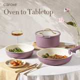 CAROTE 19pcs Pots and Pans Set, Nonstick Cookware Set Detachable Handle, Induction Kitchen Cookware Sets Non Stick with Removable Handle, RV Cookware Set, Gold and Purple CAROTE