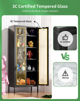 Greenvelly Metal Glass Display Cabinet with 5-Tier Storage Shelves, Tall Curio Cabinets with Glass Doors and Shelves, Black Steel Cabinet Collectibles Display Case for Home Office, Living Room, Pantry Greenvelly