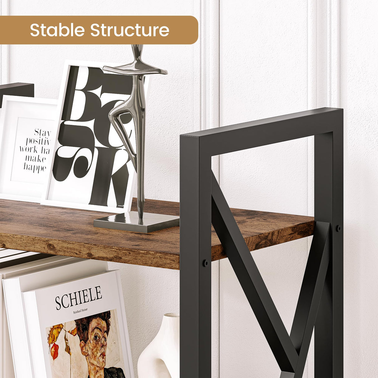 GAOMON 70.8” Triple Wide Rustic Brown 5-Tier Industrial Bookshelf with 14 Open Shelves GAOMON