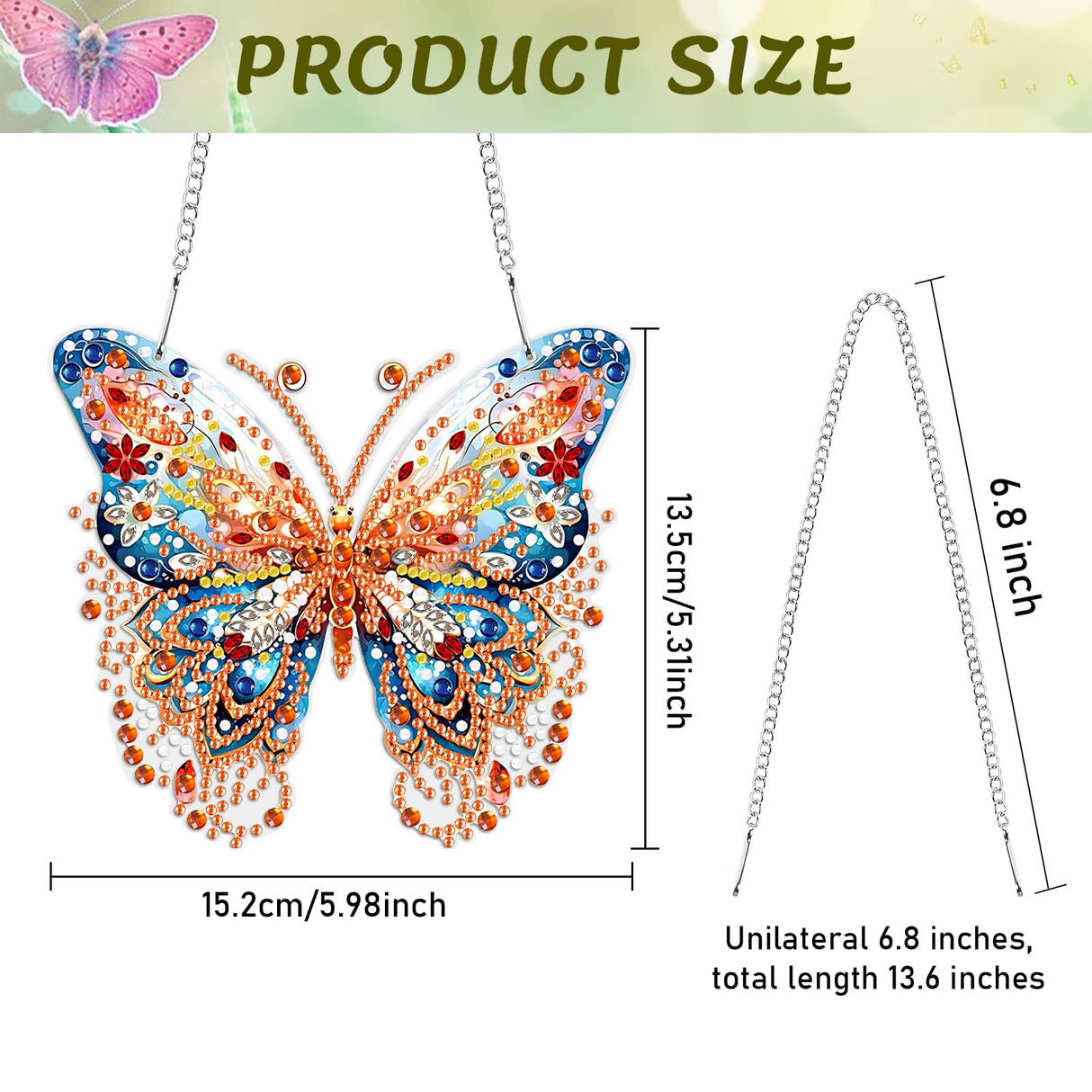 Kaluofan Diamond Painting Kits for Adults, Butterfly Diamond Painting, Diamond Art Kits, Diamond Dotz Kits, Hanging Wall Art Sign Ornaments Home Garden Wall Door Hanging Decoration Kaluofan