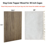 VIE DE AMAN Dog Crate Topper Wood for 48 42 36 24 inch Cages, Dog Crate Table Topper with Tassel Curtain, Rustic Style Dog Kennel Topper, Oak Grey(Dog Crate Not Include) VIE DE AMAN
