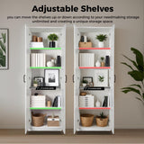 NewBeth 71" Tall Pantry Cabinet/Storage Cabinet, Wood Cupboard with 2 Door and 3 Adjustable Shelves for Kitchen, Dining Room, Living Room, Bathroom (Style 2) NewBeth